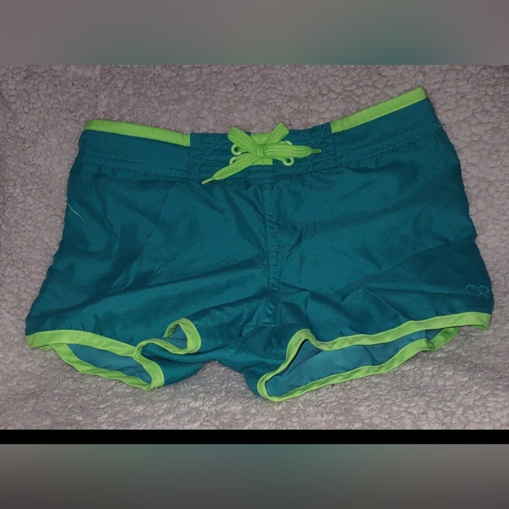 OP Teal and Lime Green Swim Shorts